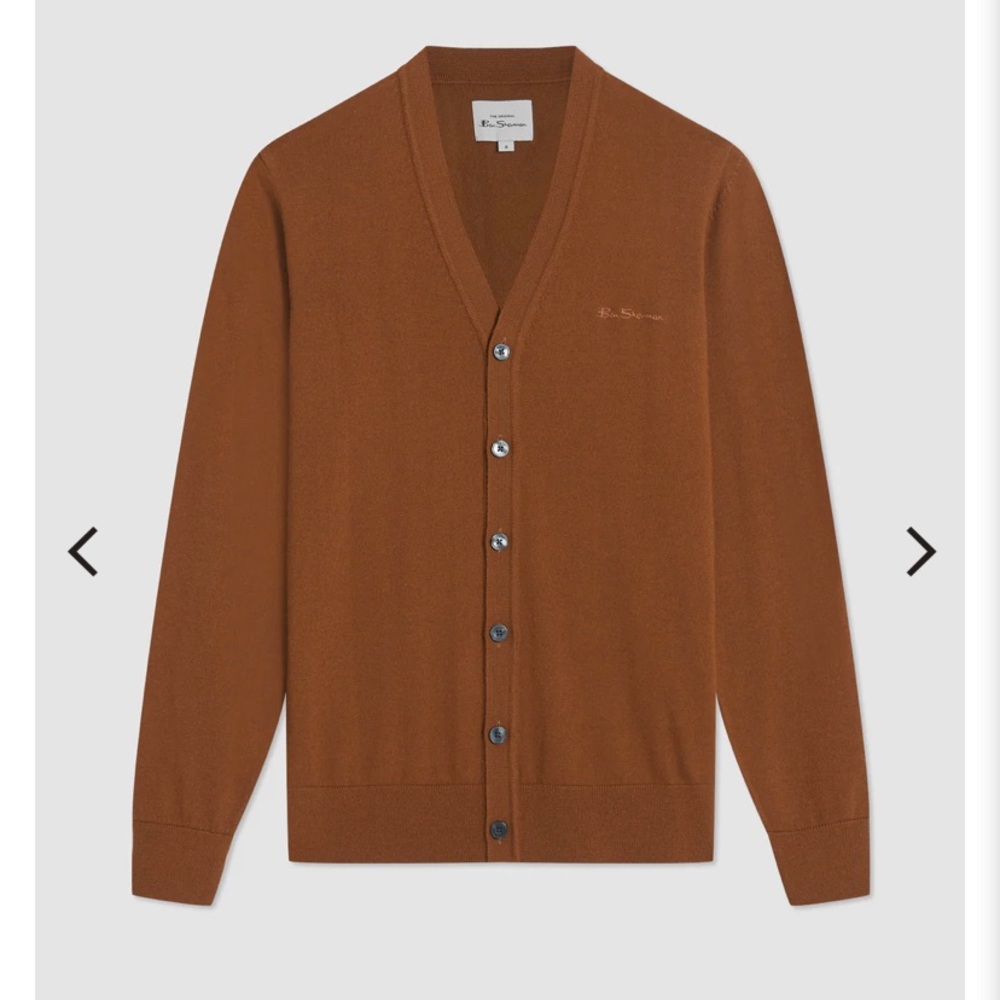 New With Tags Ben Sherman Signature Merino Cardigan XS Men’s utility brown